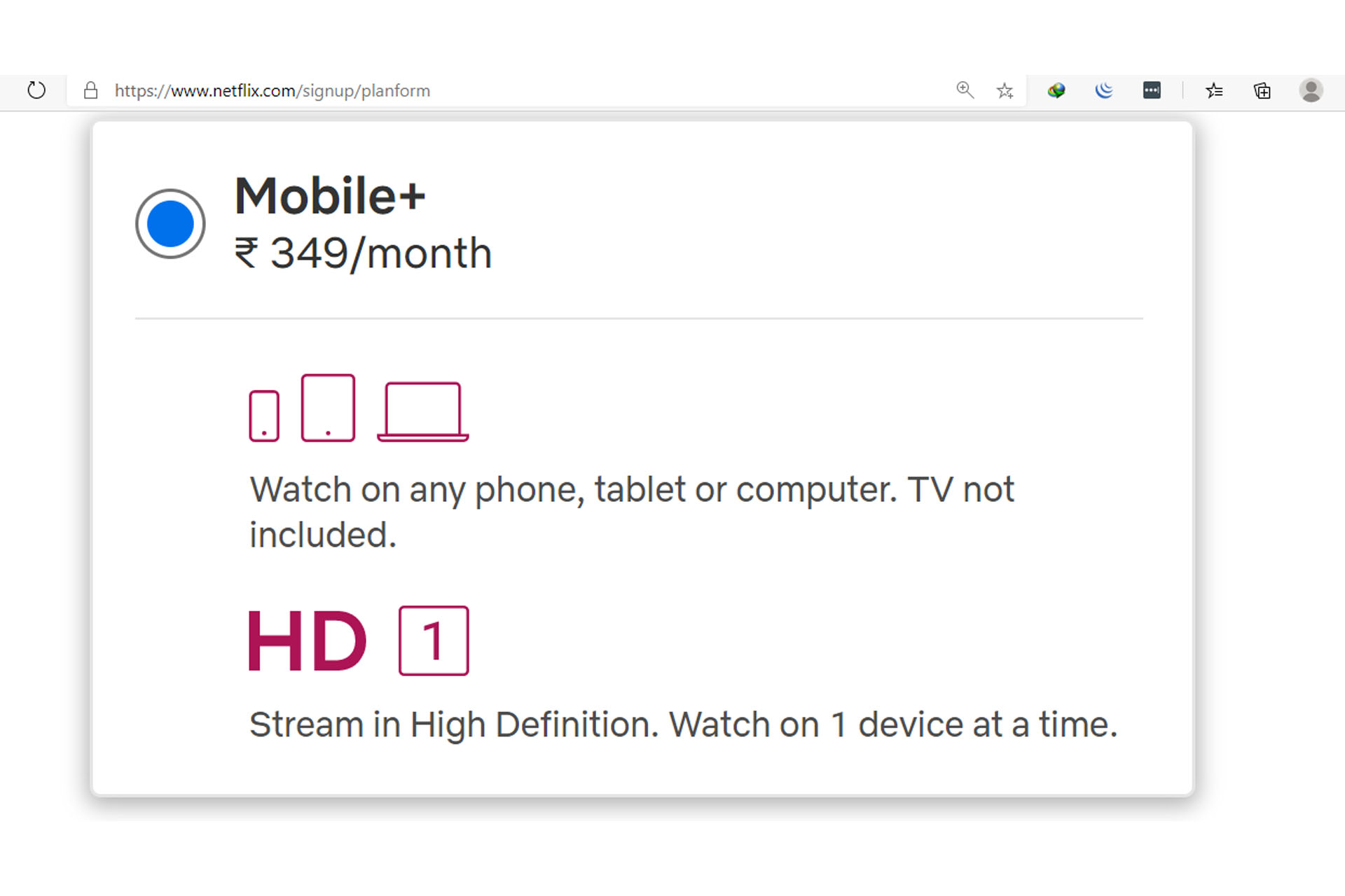 netflix new mobile+ plan in India