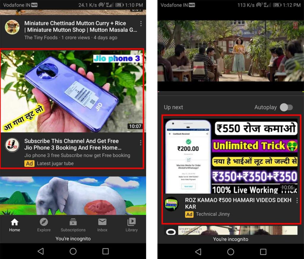 Inappropriate youtube ads